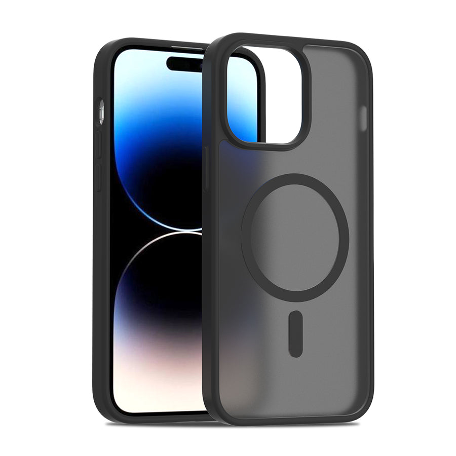 Fe'nomenal iPhone 14 Pro Max ColorShield Backcover met MagSafe - Zwart, hoesje op het toestel