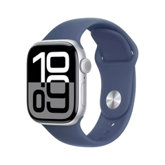 Apple Watch Series 10 GPS + Cellular 42mm Zilver AC, Denim Sport Band - S/M