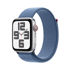 Apple Watch SE GPS 44mm Zilver AC, Blauw Cloud Sport Loop