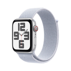 Apple Watch SE GPS + Cellular 44mm Zilver AC, Blauw Cloud Sport Loop