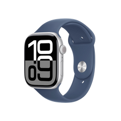 Apple Watch Series 10 GPS 42mm Zilver AC, Denim Sport Band - S/M