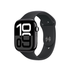 Apple Watch Series 10 GPS 42mm Gitzwart AC, Zwart Sport Band - M/L