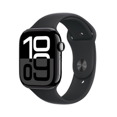Apple Watch Series 10 GPS 46mm Gitzwart AC, Zwart Sport Band - S/M