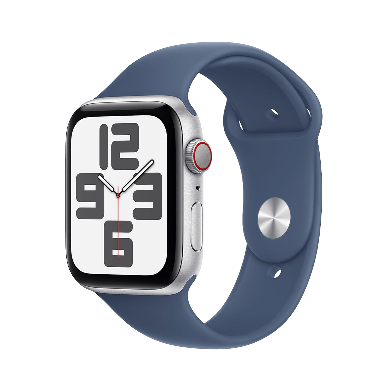 Apple Watch SE GPS + Cellular 44mm Silver AC, Denim Sport Band - S/M