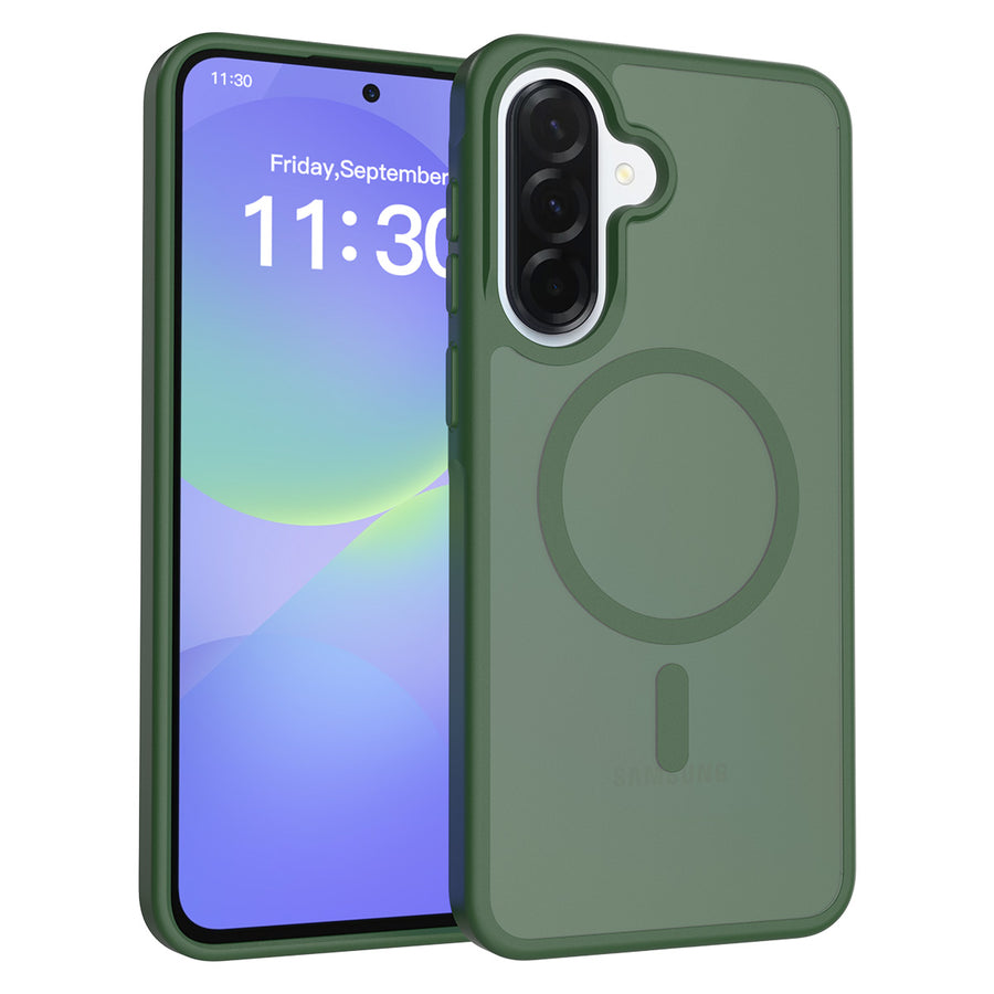 Fe'nomenal Samsung Galaxy A56/A37/A36 ColorShield Backcover met MagSafe - Groen, hoesje op het toestel