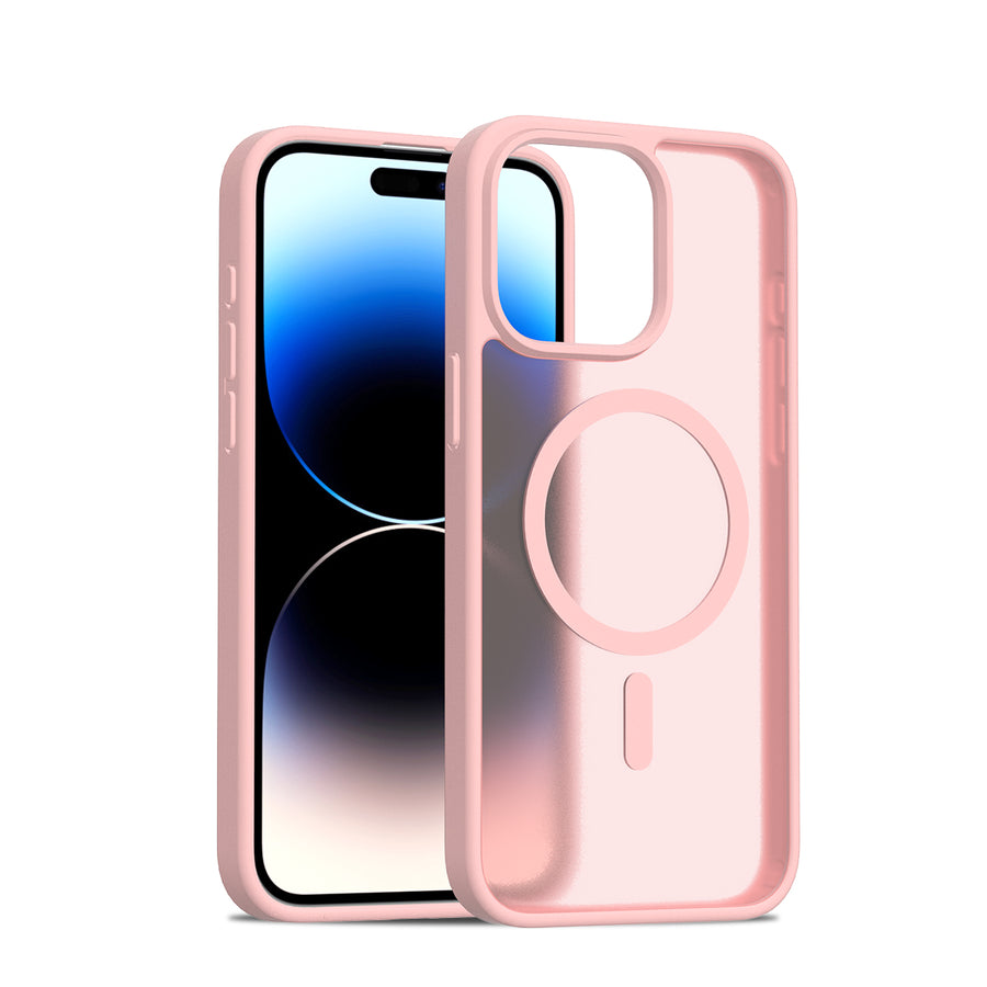 Fe'nomenal iPhone 15 Pro Max ColorShield Backcover met MagSafe - Roze, hoesje op het toestel