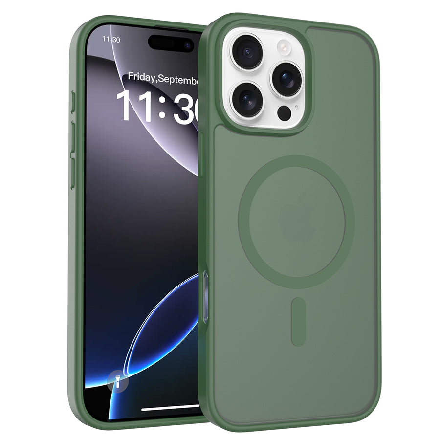 Fe'nomenal iPhone 16 Pro Max ColorShield Backcover met MagSafe - Groen, hoesje op het toestel