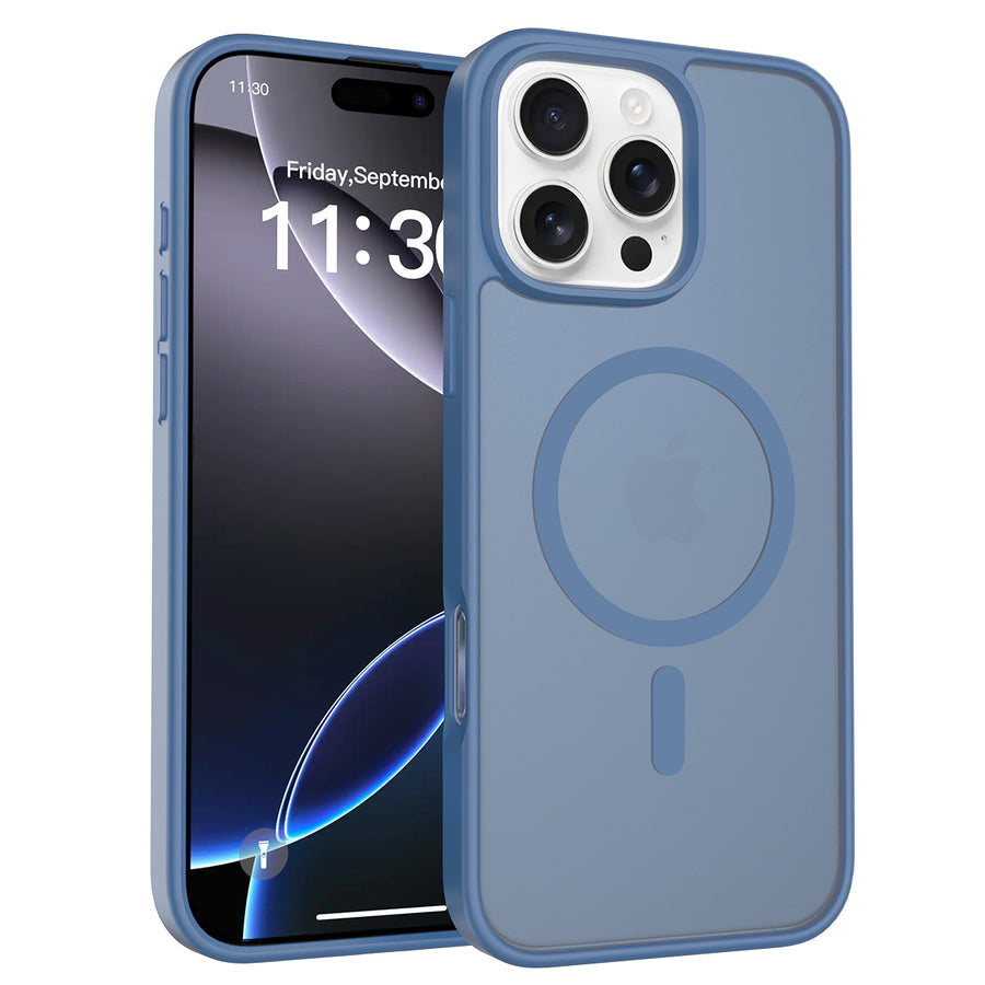 Fe'nomenal iPhone 16 Pro Max ColorShield Backcover met MagSafe - Marineblauw, hoesje op het toestel