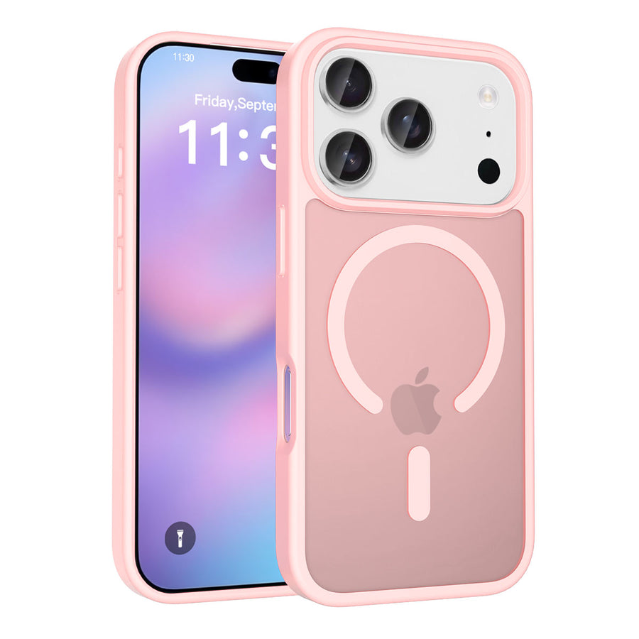 Fe'nomenal iPhone 17 Pro ColorShield Backcover met MagSafe - Roze, hoesje op het toestel